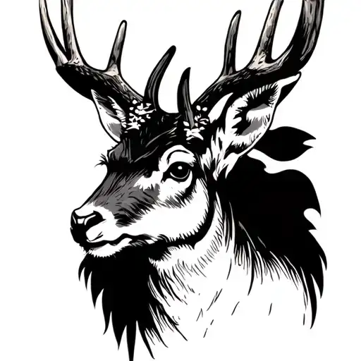 Jackalope In Black And White Traditional Style
