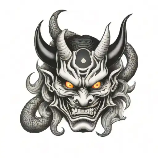 Hannya Mask With Snake
