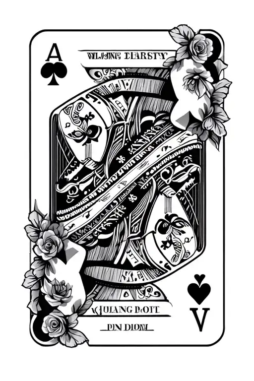 Rose King Queen Of Spade Playing Card With Wedding Date On Banner