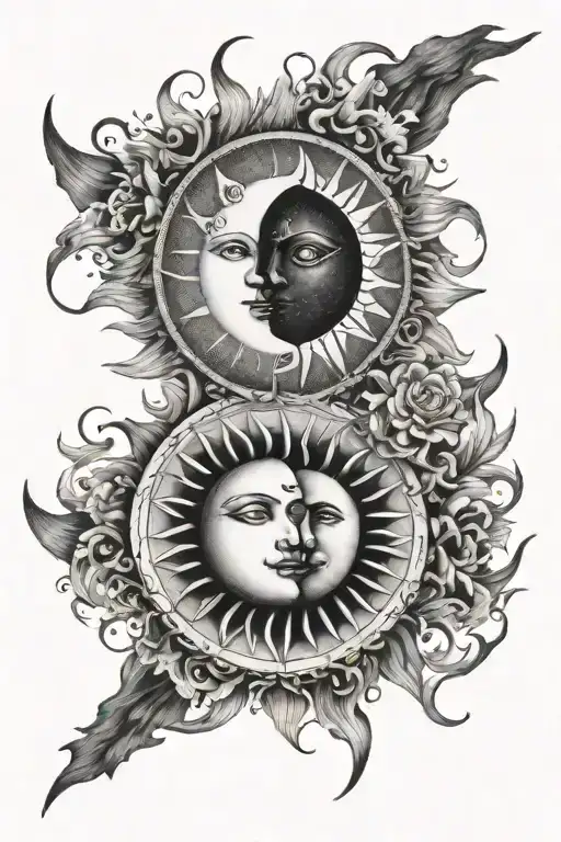 Sun And Moon Merging Together