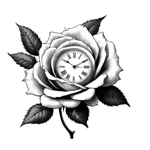 Clock Inside A Rose