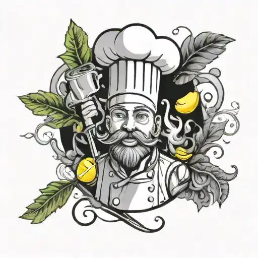 Chef Nife Anf Freshherb And Lemon Among Smoke