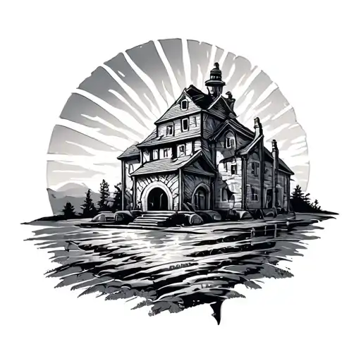 Engine House And Sun Set