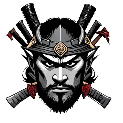 Samurai Face With Katanas