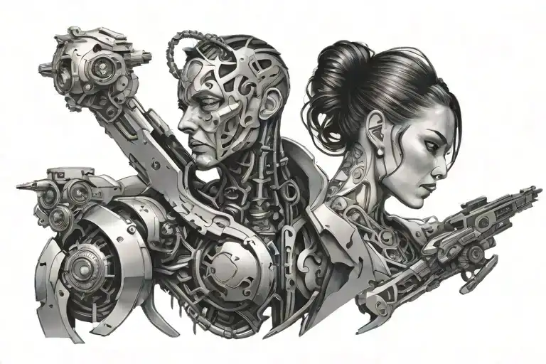 Neck Tattoo Bio Mechanical Cyberpunk Inspired