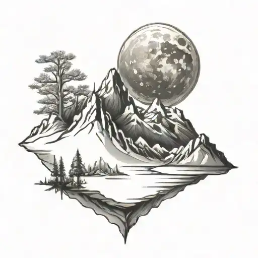 Mountain Moon Nature Scene