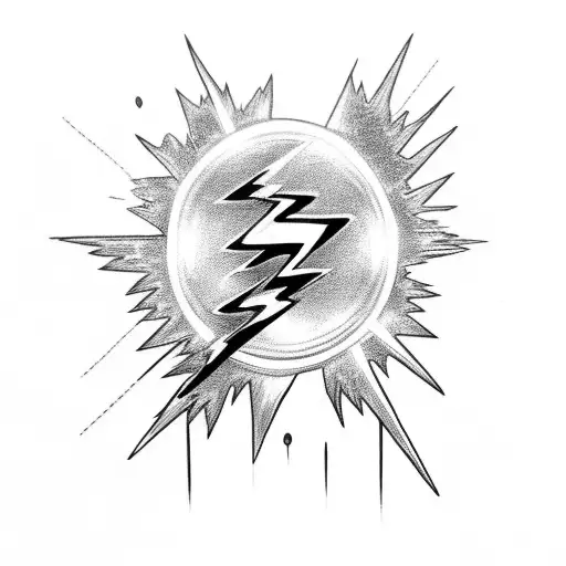 Lightning Bolt With A Road And Car And Flowers