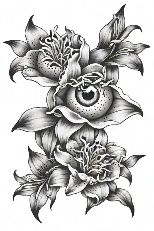 Eyeballs In The Middle Of Lily Flowers