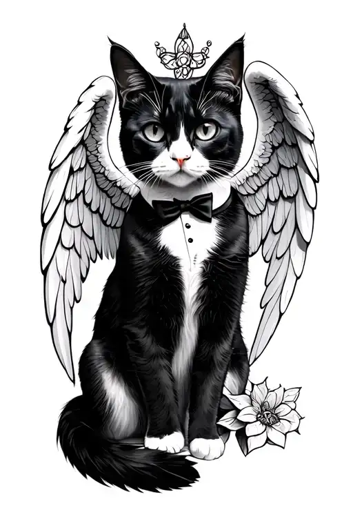 Tuxedo Cat Fantasy Goddess Angel