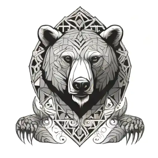 Ornamental With Geometric Pattern And An A Bear