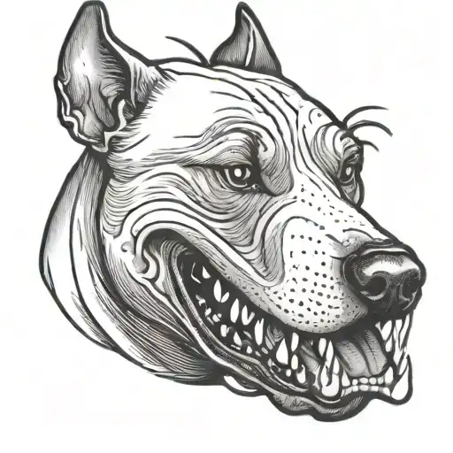 Angry Bull Terrier Baring His Teeth