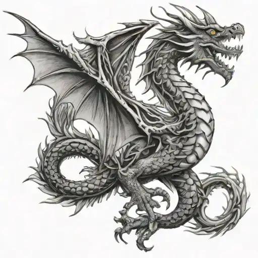 Dragon With Flames Back