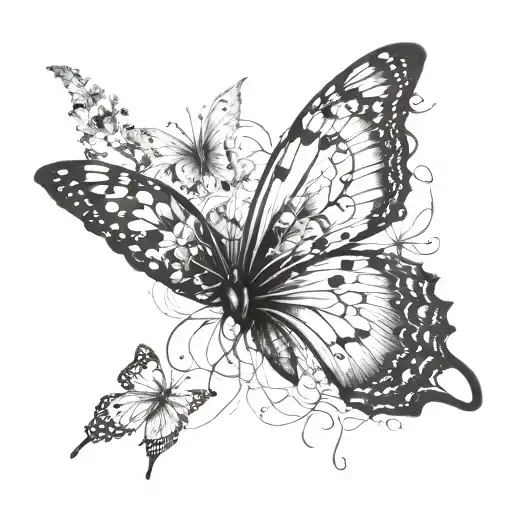 1 Butterfly With Small Butterflies Breaking Away From The Wing Flying Away