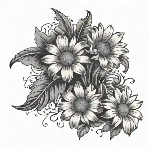 Ancient Scroll With Two Daisies Coming Through Concrete