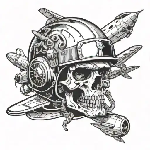 Skull In An Aviation Helmet