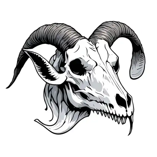 Goat Skull Surrounded By Woods