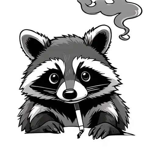 Cartoon Raccoon Smoking Cigarette