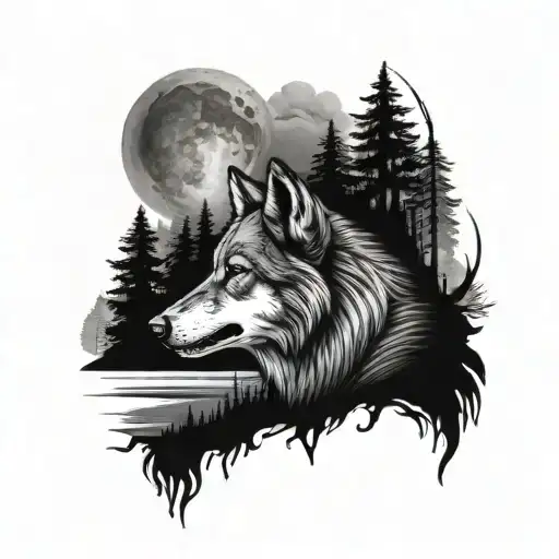 Scared Wolf Survival With Nature Scene