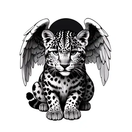 Baby Angel Snow Leopard With Wings Spread Wide