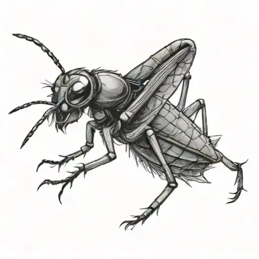 A Minimalistic Cricket That Forms With His Legs An M