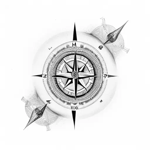 A Tattoo Of A Compass With Binary Code Surrounding It