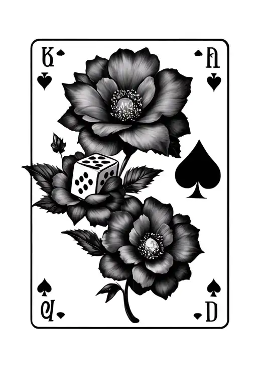 Floral With Cards And Dice Rolling