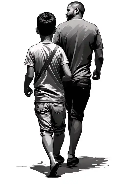 Man And Son Walking