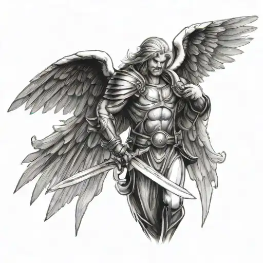 Arch Angel Holding A Sword