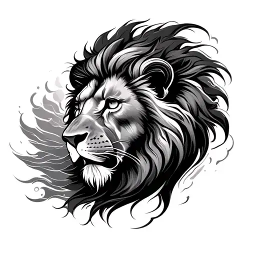 Lion Inside Ocean Wave Merging