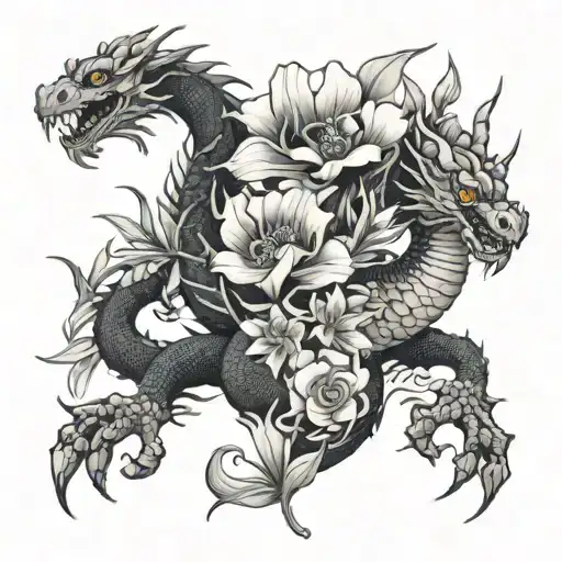 Flowers And Dragon