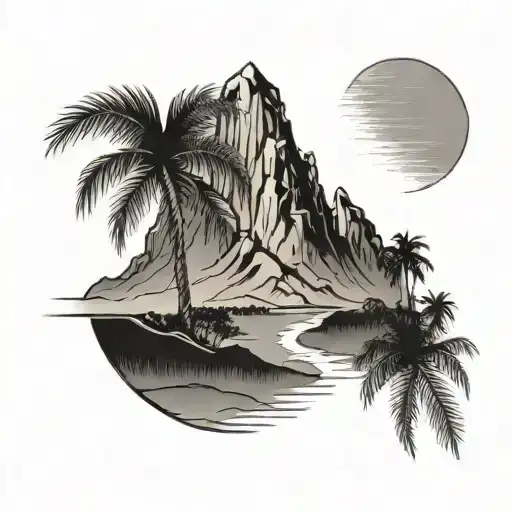 Mountain And Palm Tree