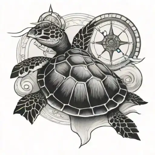Sea Turtle And Compass