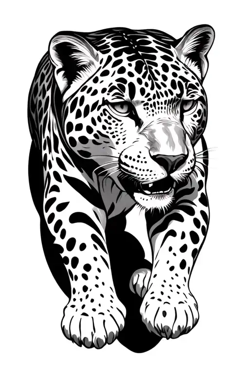 Panter Climbing On Skin