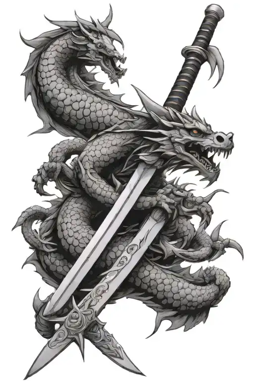 Katana And Dragon