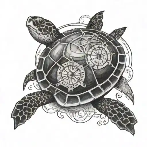 Sea Turtle And Compass