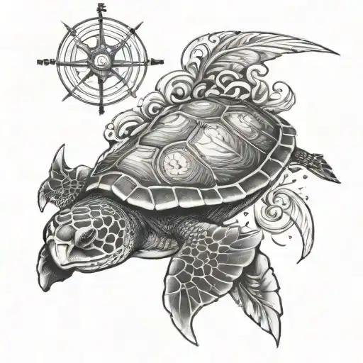 Sea Turtle And Compass