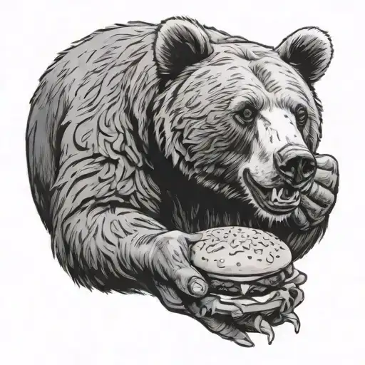 Bear Holding Burger In Hand