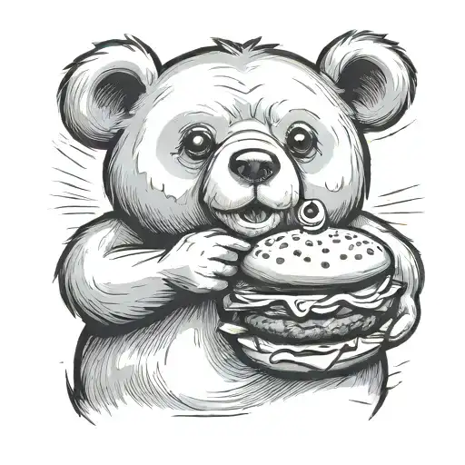 Bear Toy Holding Burger In Hand