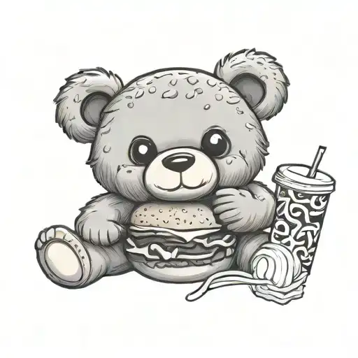 Cute Teddy Bear Seat And Hold Burger