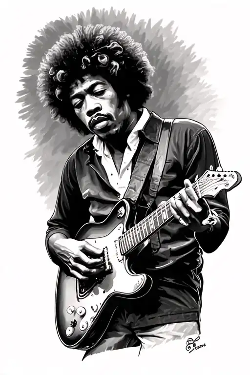 Jimi Hendrix Playing A Guitar