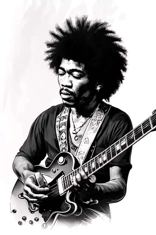 Jimi Hendrix Playing A Guitar Neck