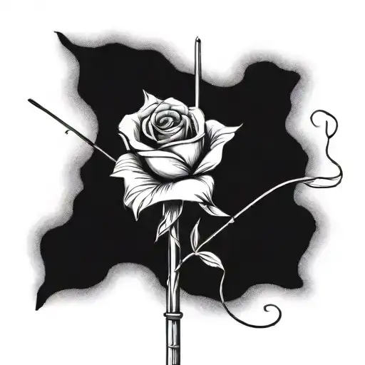 A Rose And A Fishing Rod Crossed