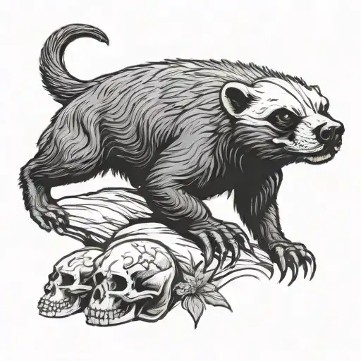 Honey Badger With A Skull