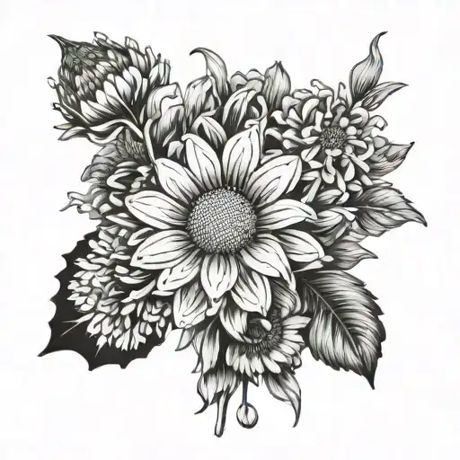 Daisy Violet Poppy Chrysanthemum Marigold Bouquet