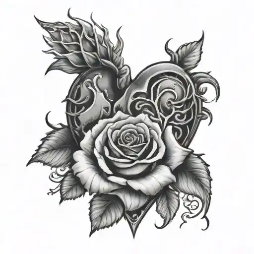 A Heart On Fire With A Dead Rose Inside The Heart