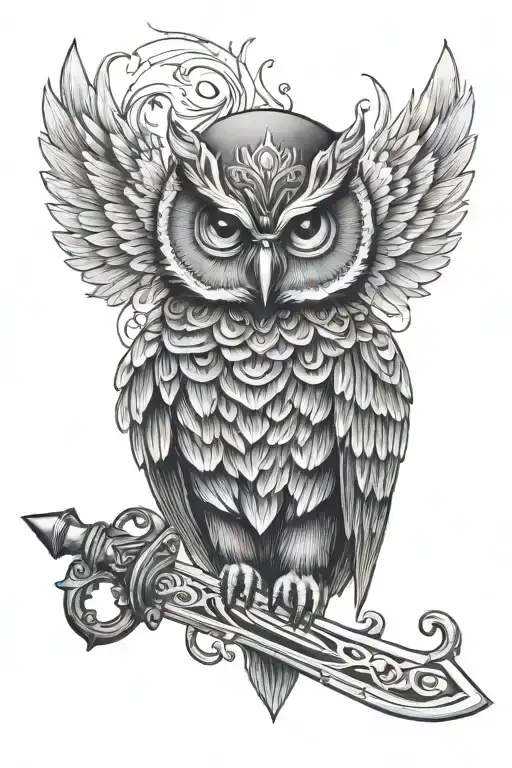 Owl Holding A Sword