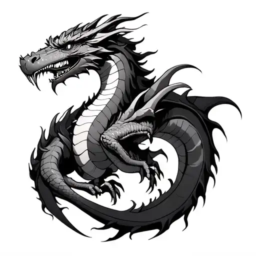 A Dragon His Head Start At My Forarm Thrn His Body Is Curving Till Half My Arm At My Biceps