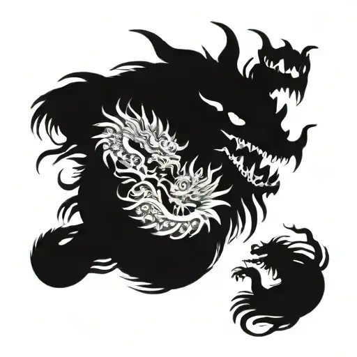 Picture With Family Surrounded By Japanese Dragon