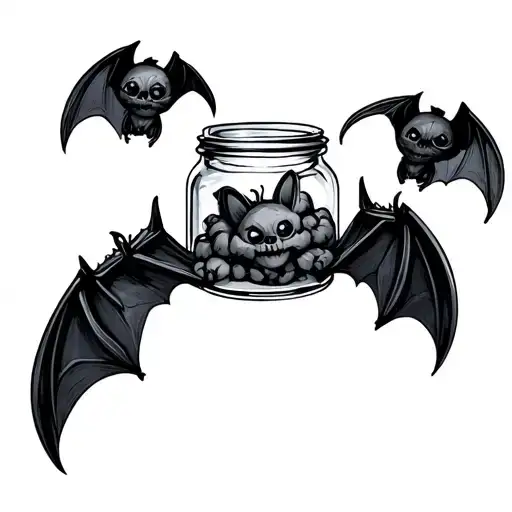 Spooky Bats In A Jar
