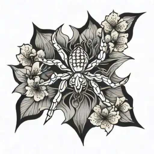 Spider With Sakura Petals